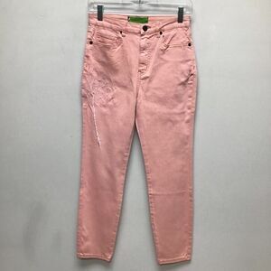 Sandrine Rose Womens Jeans Pink Stretch Embroidered High Rise Pockets 27 New